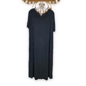 Soma black polka dot/dotted scoop neck lounge dress L